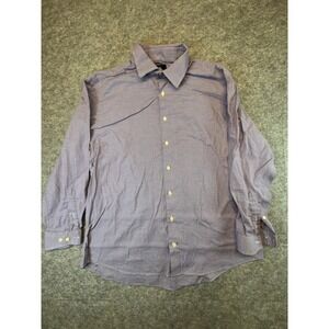 Ben‎ Sherman Tailoring Mens XL Blue Red Micro Houndstooth Stretch Button  Shirt